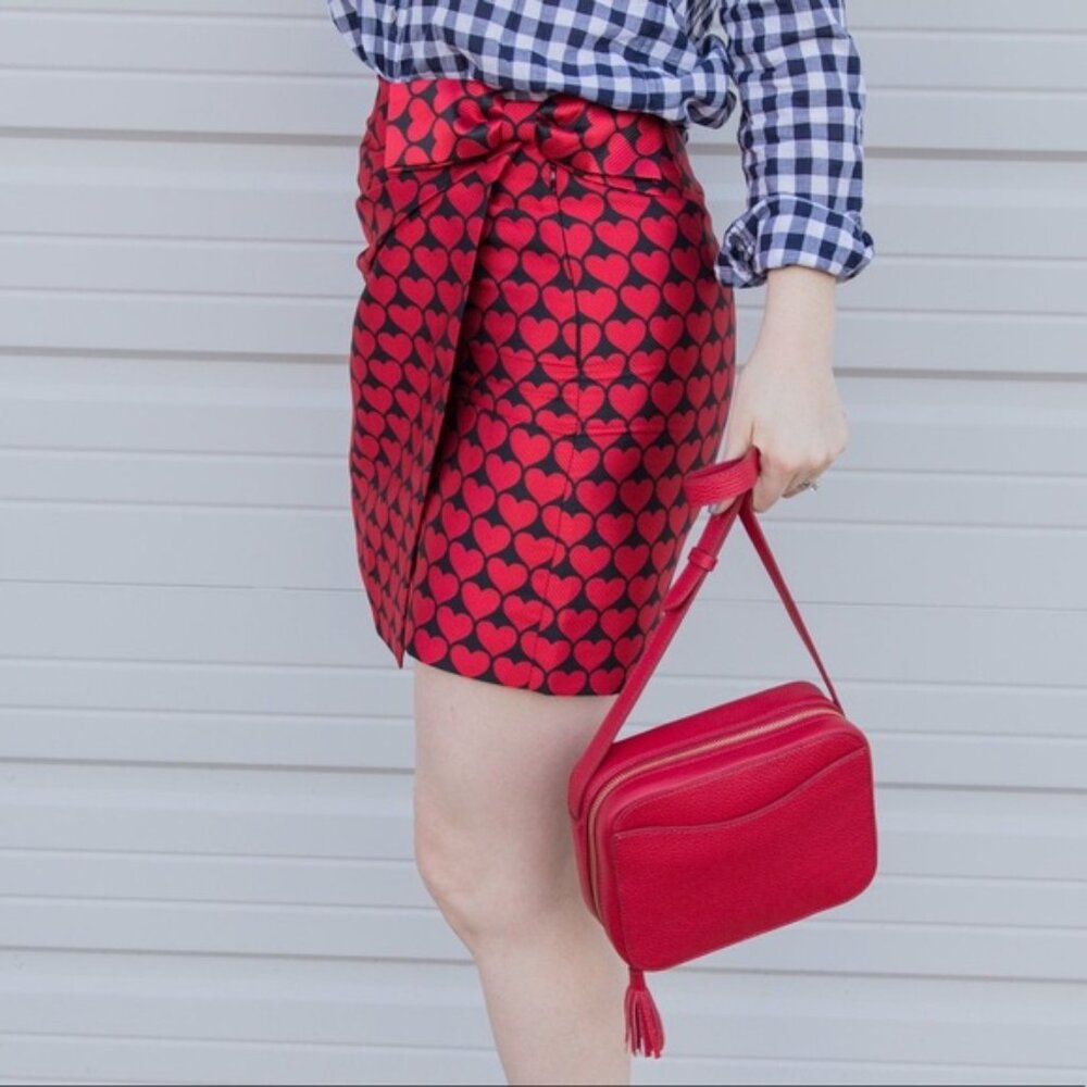 J. Crew Wrap Style Skirt Size 4p in Heart-Patterned Brocade NWT